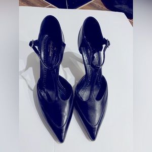 Black Brooks Brothers 3-Inch Italian Leather Heels